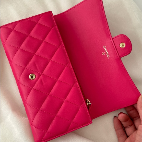 CHANEL Lambskin Quited CC Classic Flap Long Wallet Pink - Picture 5 of 15